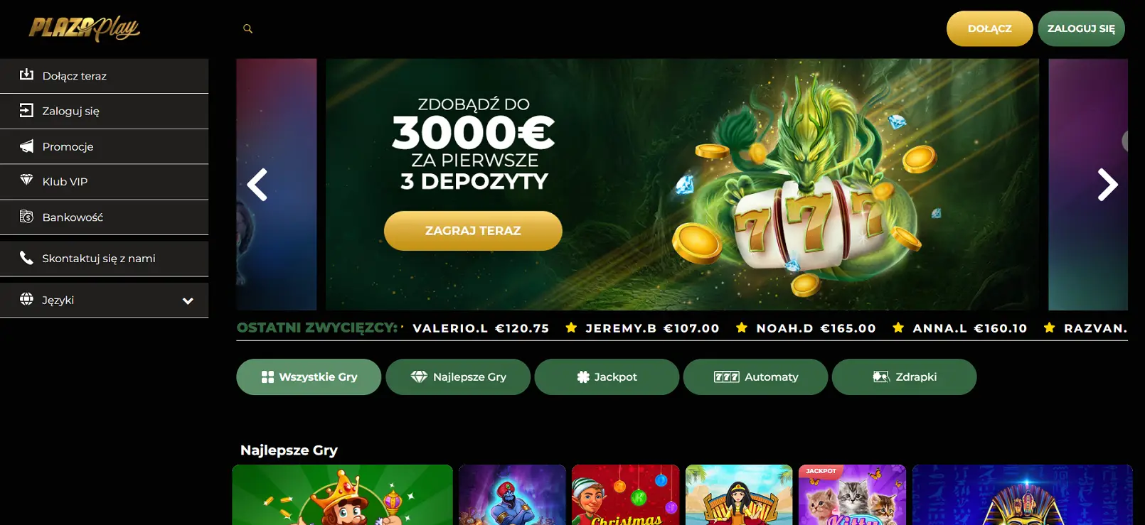 PlazaPlay Casino glowna strona