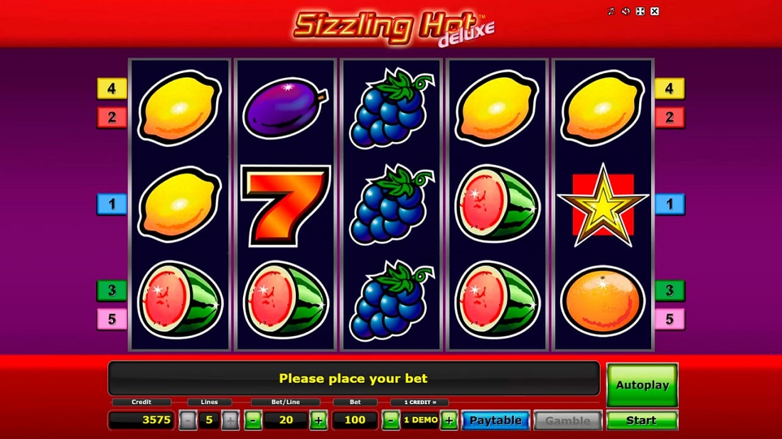 Sizzling Hot Deluxe interfejs