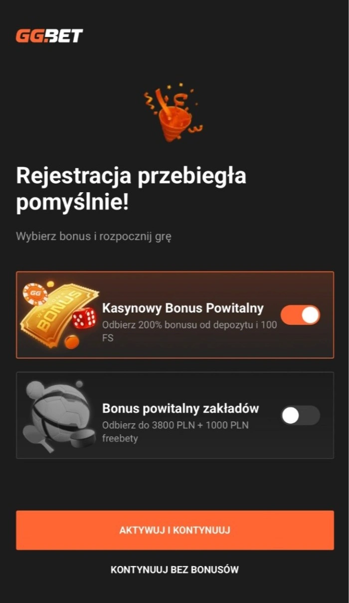 bonus powitalny ggbet