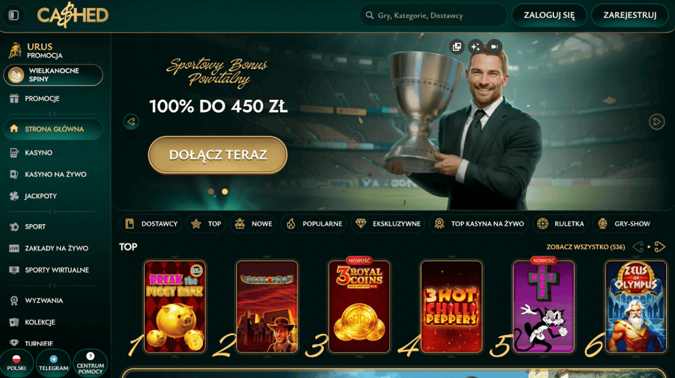 cashed casino rejestracja krok 1