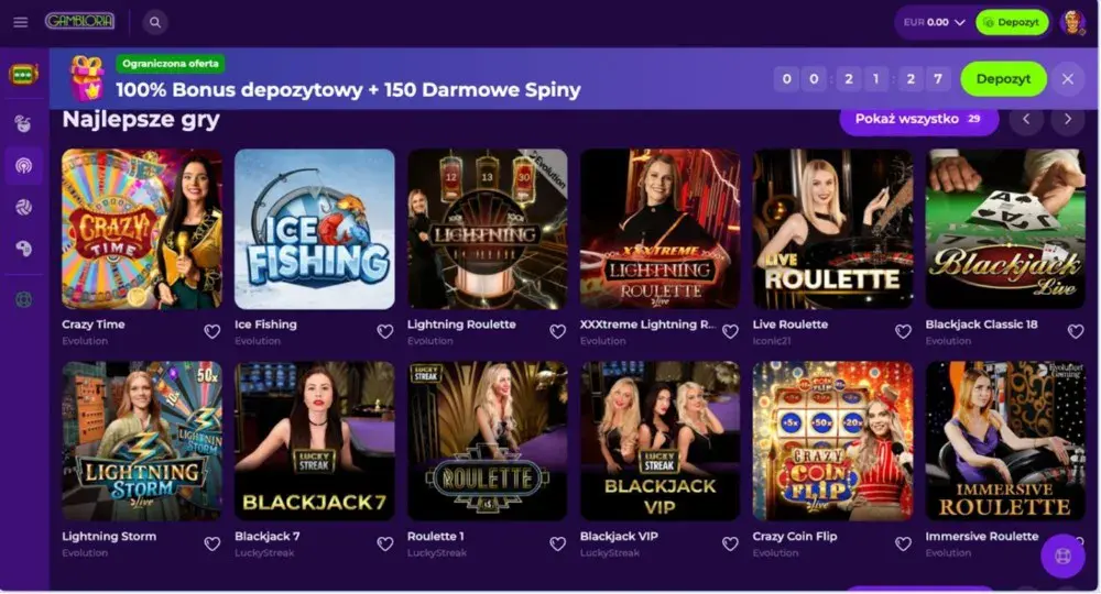 gambloria casino gry live