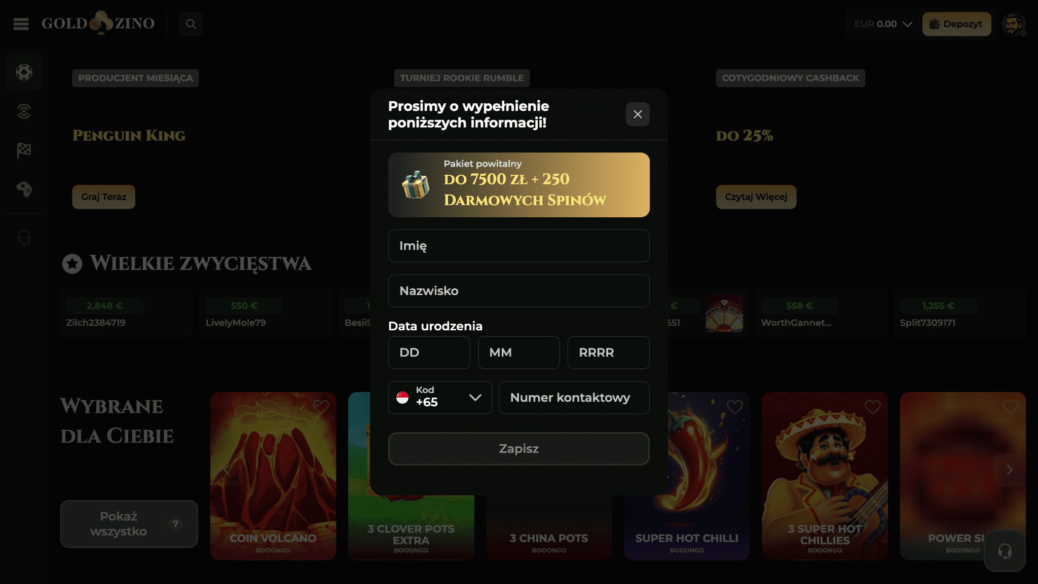 goldzino online rejestracja 2
