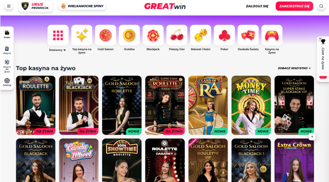 greatwin casino kasyno na zywo