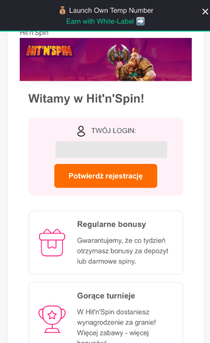 hitnspin rejestracja krok 3