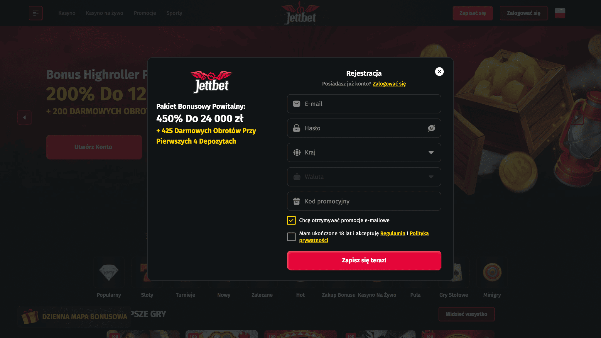 jettbet online rejestracja 1