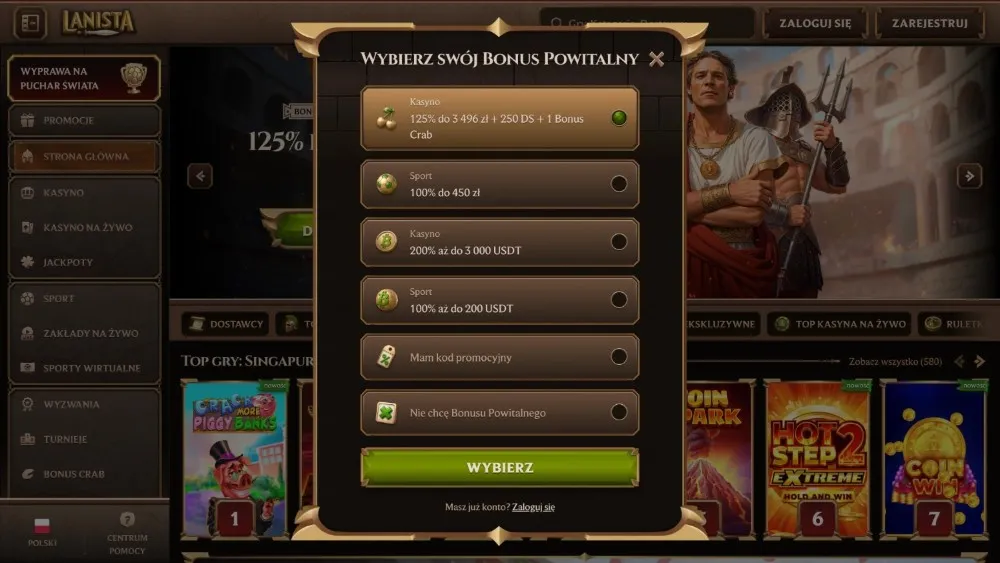lanista casino rejestracja