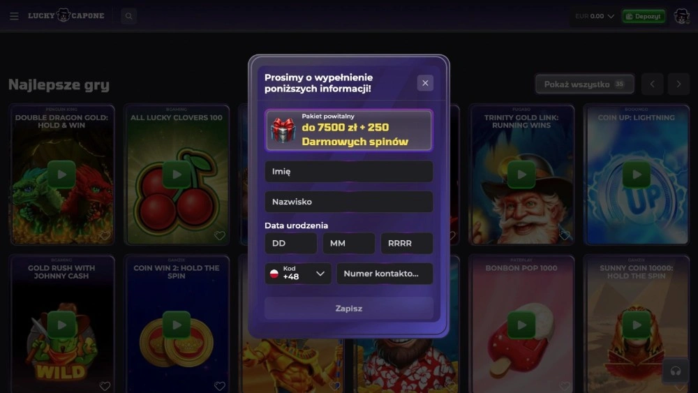 lucky capone casino rejestracja