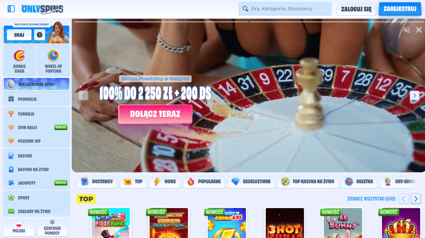 onlyspins casino rejestracja krok 1