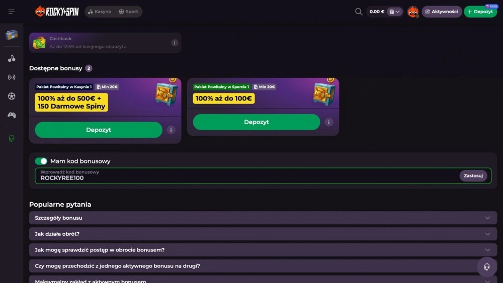 rocky spin casino no deposit bonus code