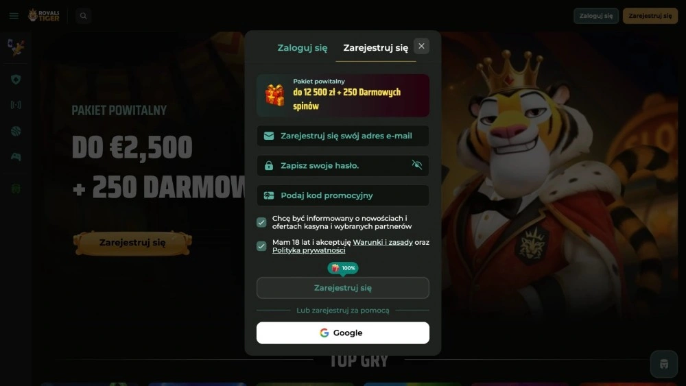 royalstiger online rejestracja