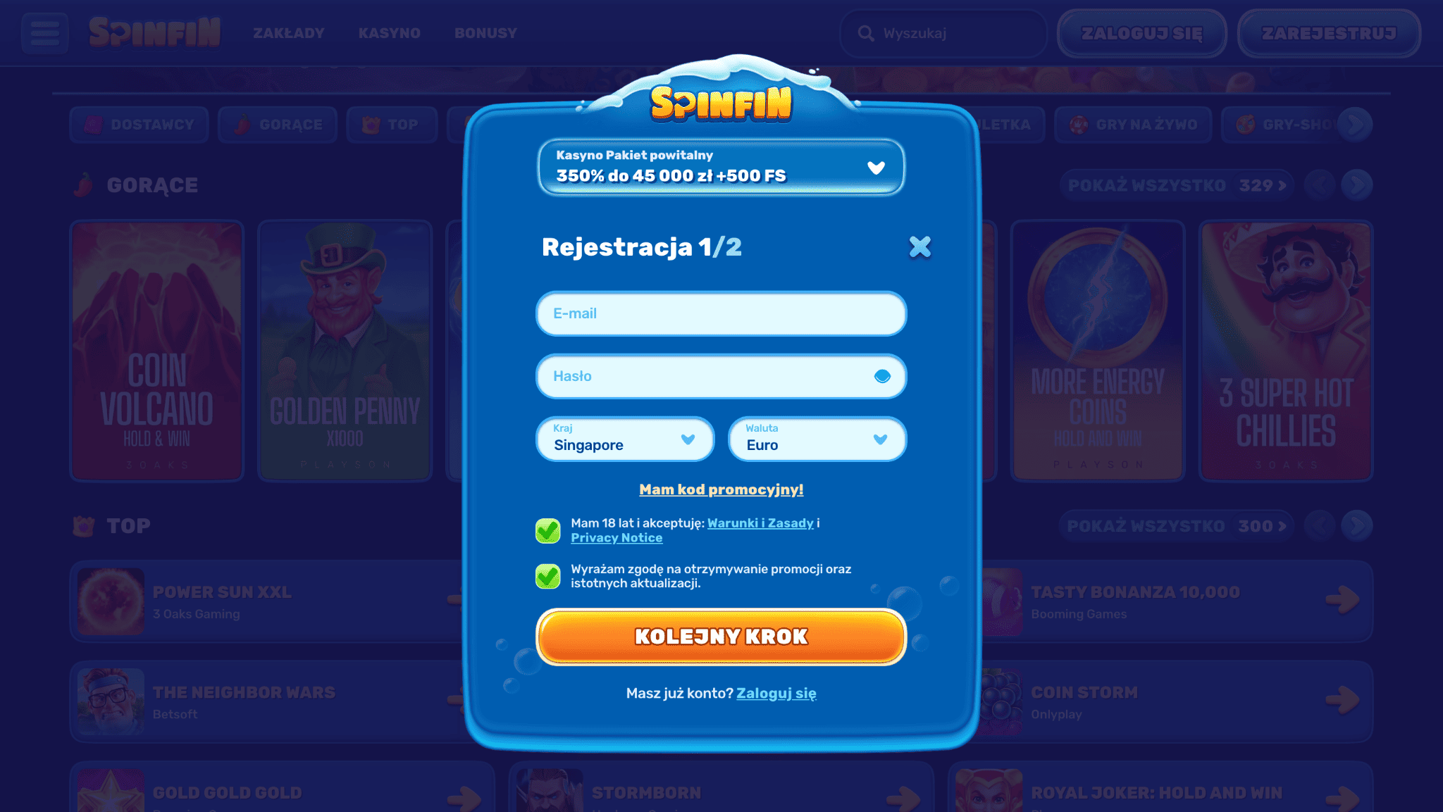 spinfin online rejestracja 1