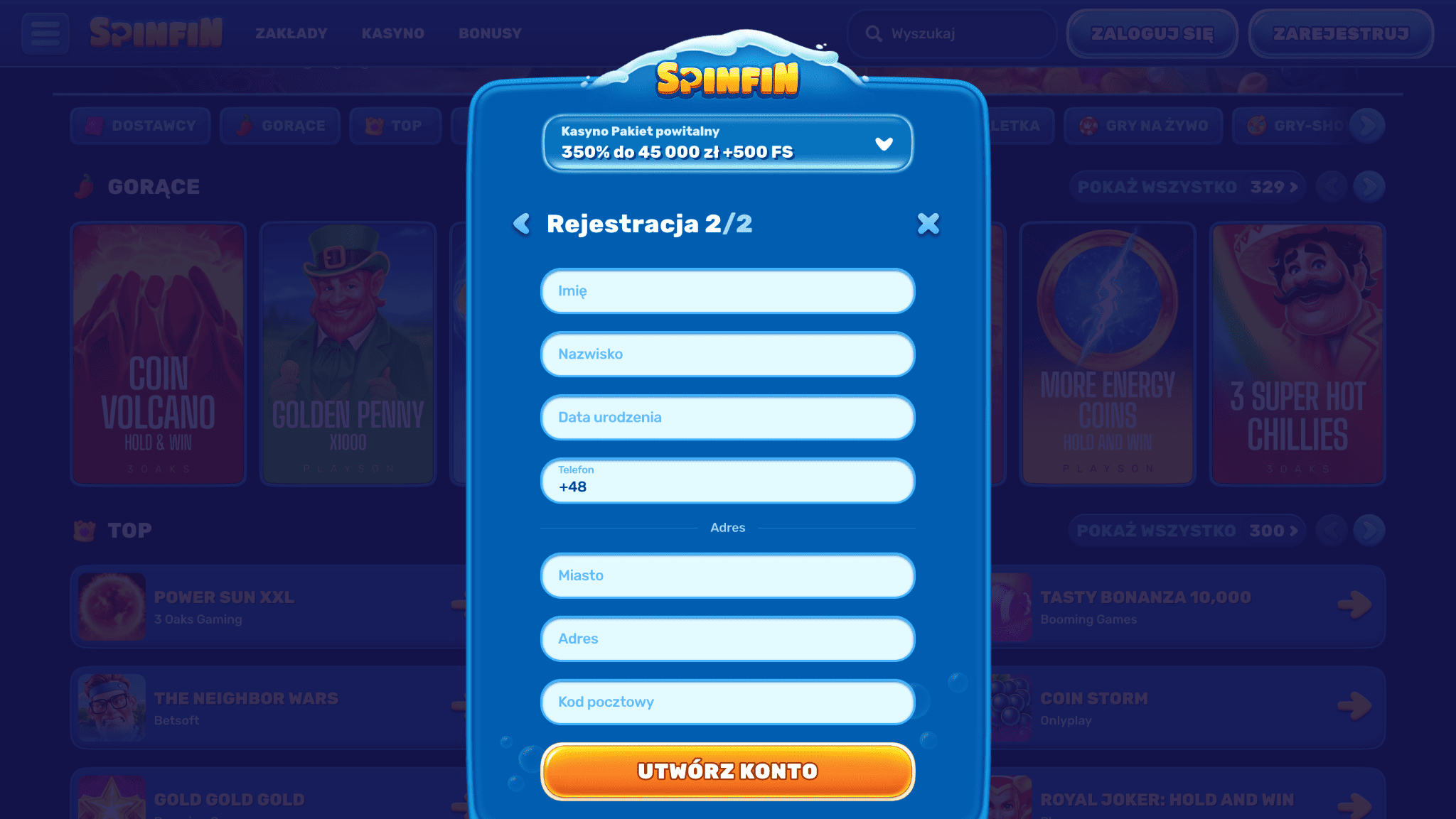 spinfin online rejestracja 2