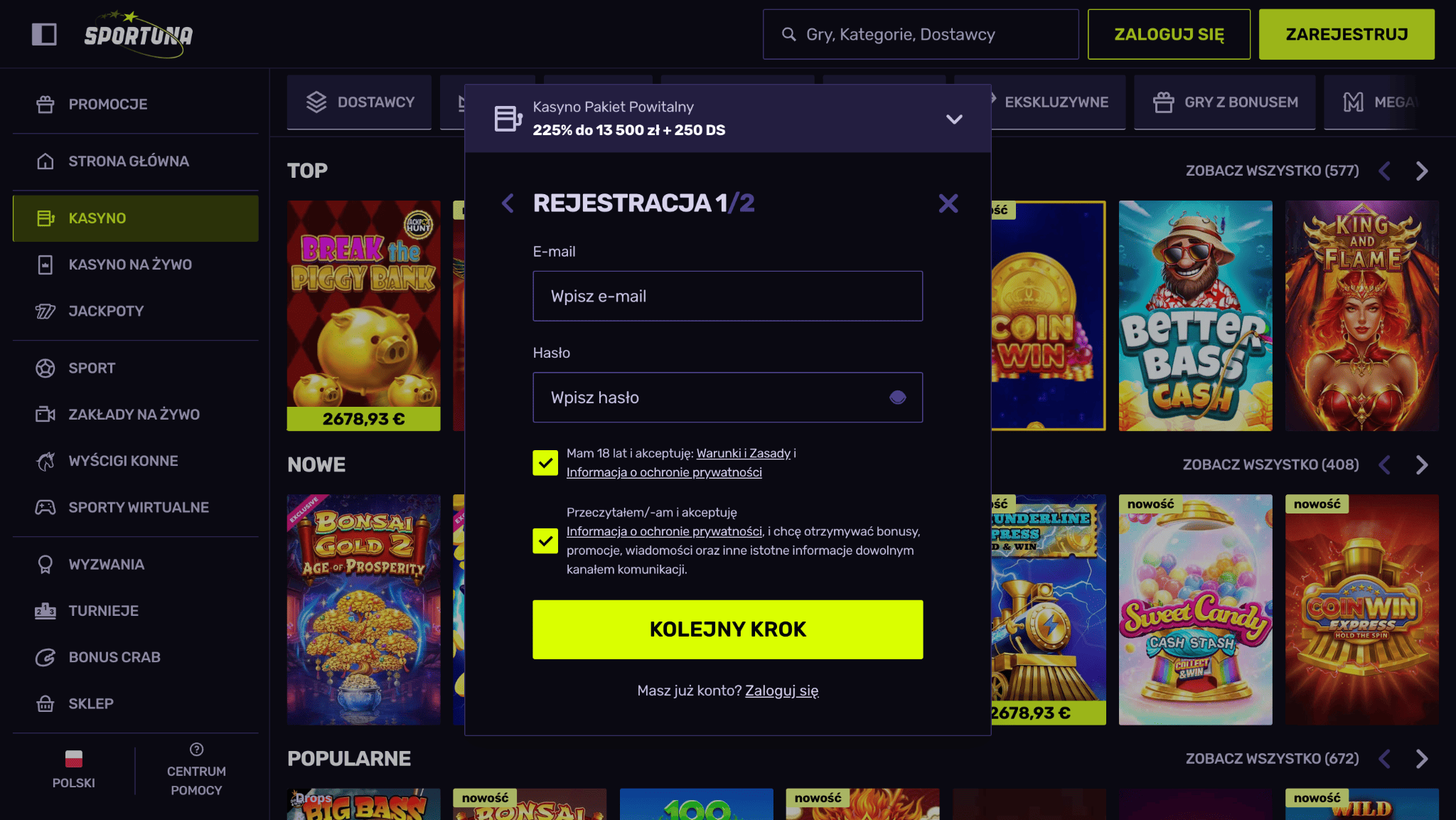 sportuna online rejestracja 2