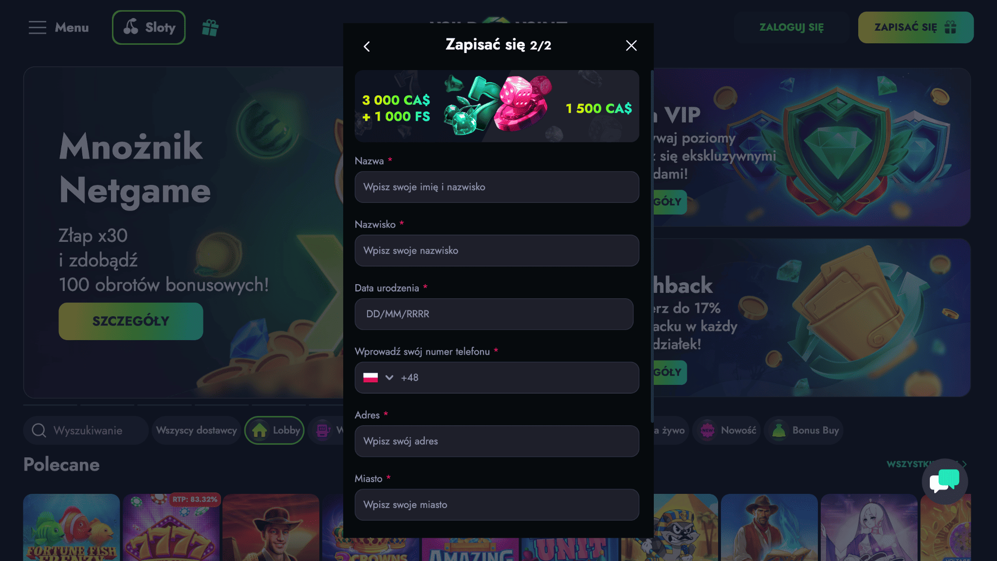 wildwinz online rejestracja 2