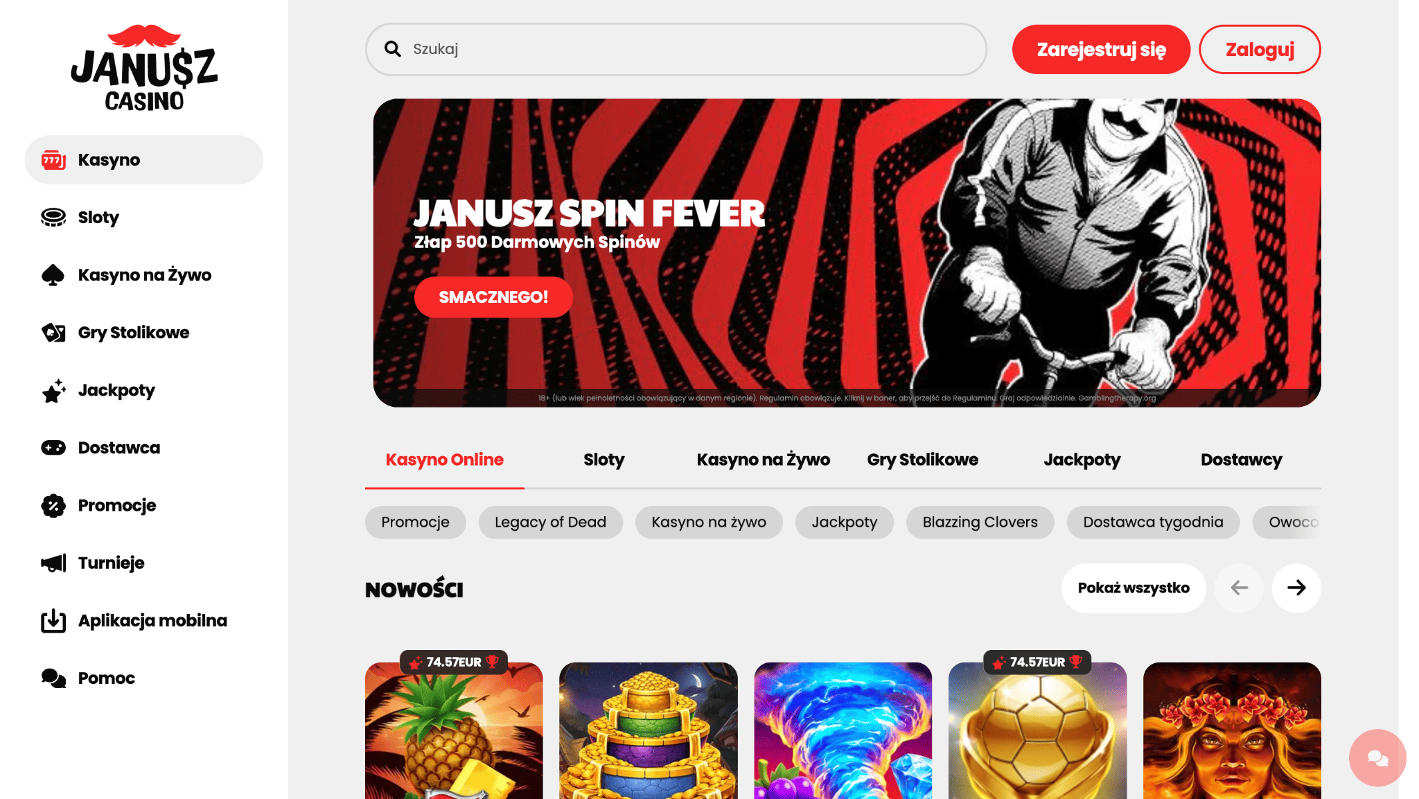 zakladanie konta w janusz casino 1