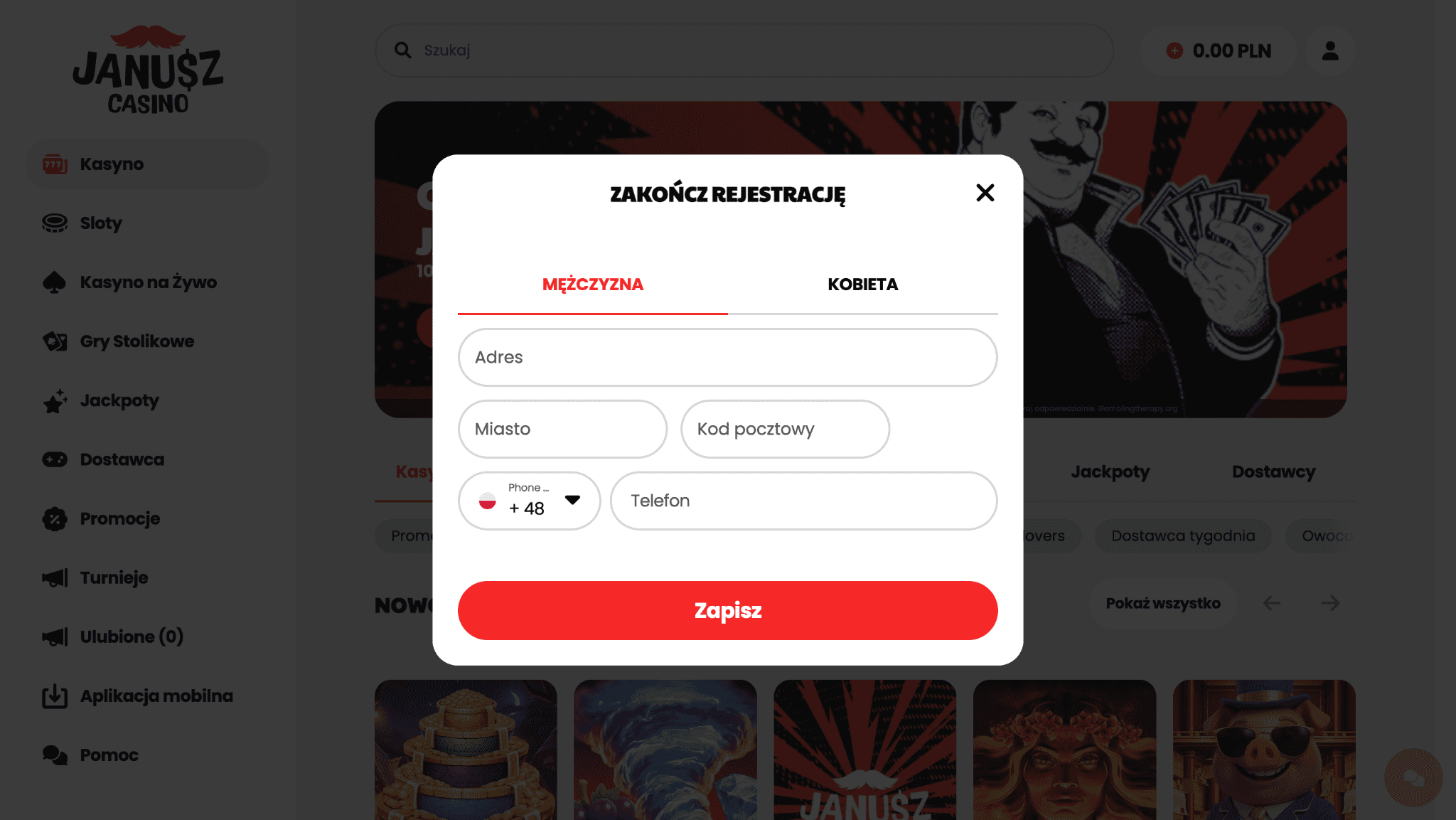 zakladanie konta w janusz casino 4